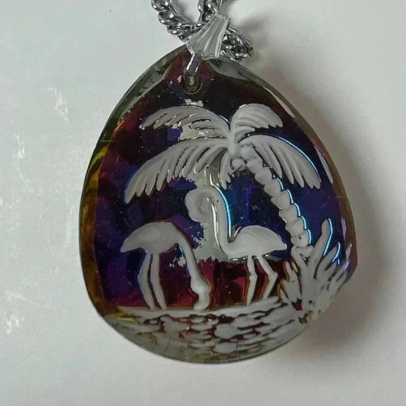 Vintage German Glass Intaglio Pendant Necklace - Picture 5 of 6